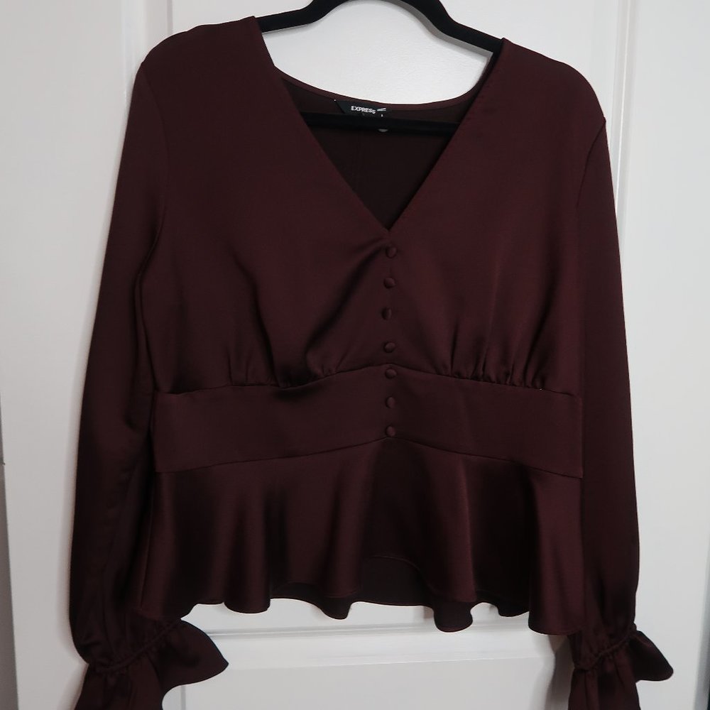 EXPRESS Burgundy Satin Blouse